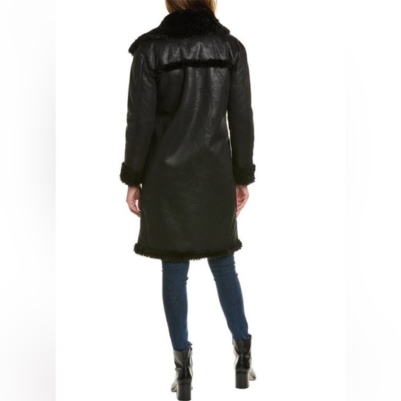 nwt $340 Anthropologie NVLT Black Trench Coat Vegan Faux Fur Jacket Size Small - Picture 3 of 17